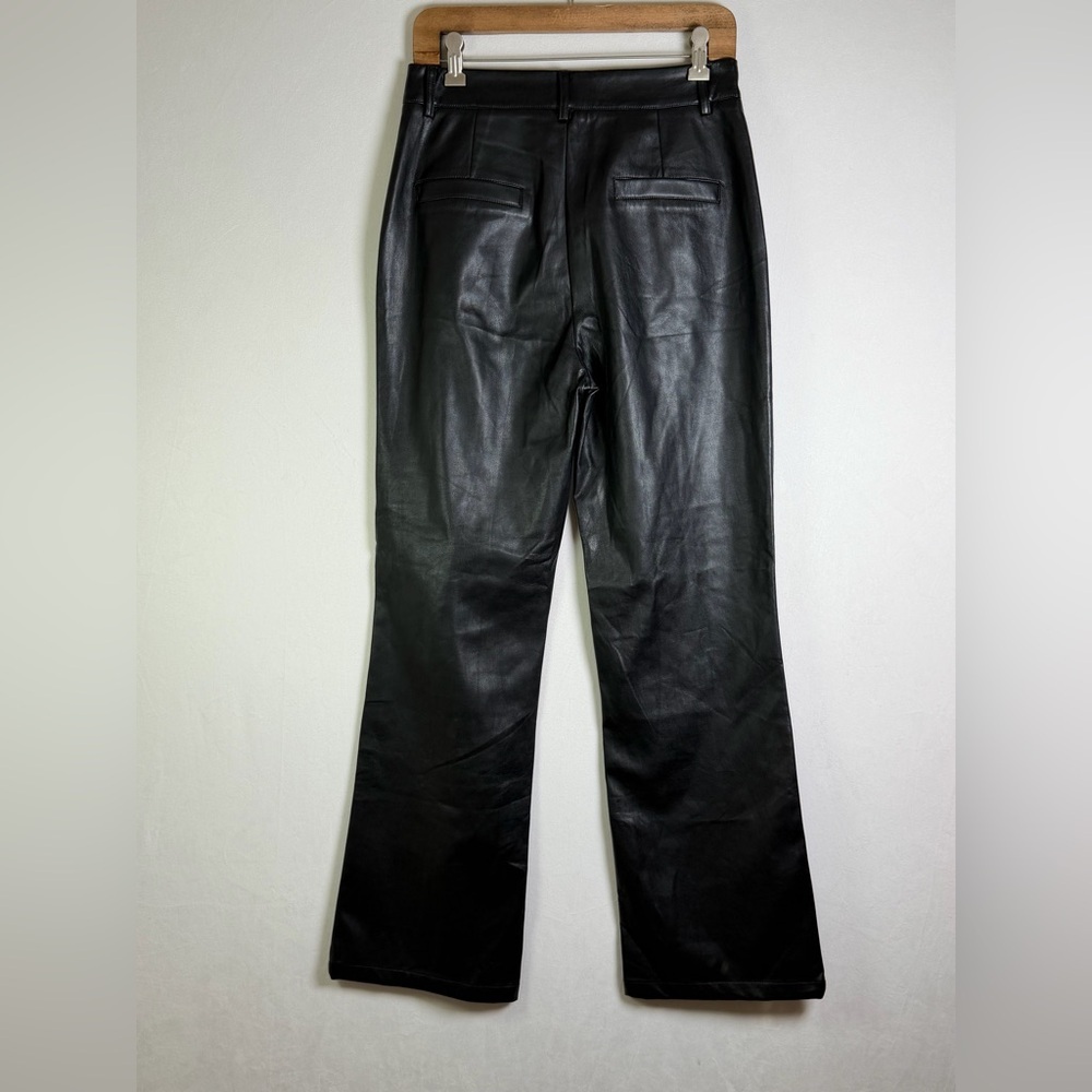 THE KRIPT Women’s Black Faux Leather Straight Leg Pants Y2K Moto Minimalist Sz M - Picture 7 of 10